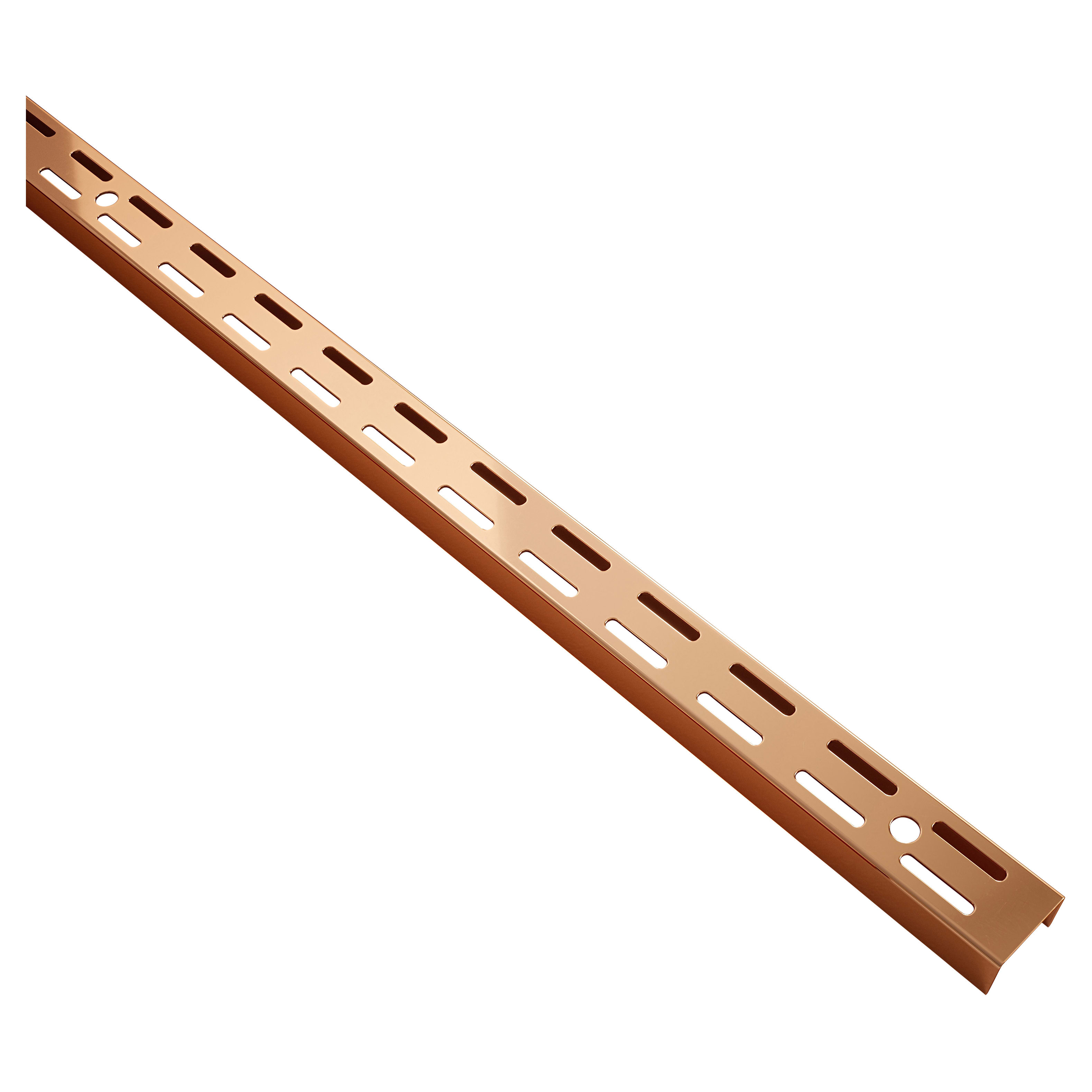 Twin Slot Shelf Wall Upright - 430mm Length - Polished Copper
