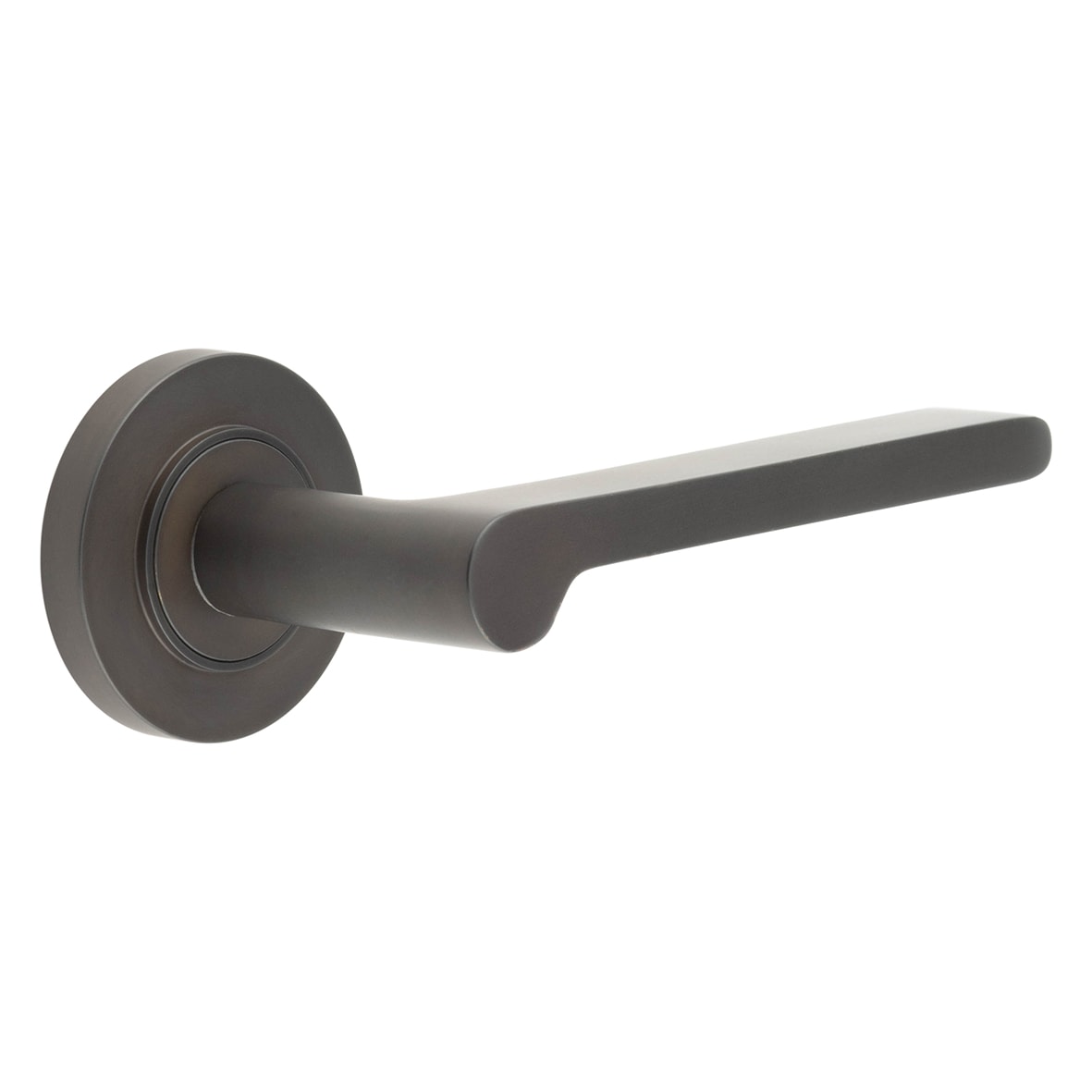 Dark Bronze Fire Rated Door Handles on Round Rose - Fitzrovia Range