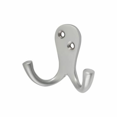 Solid Brass Double Coat Hook - 70 x 43mm - Satin Chrome