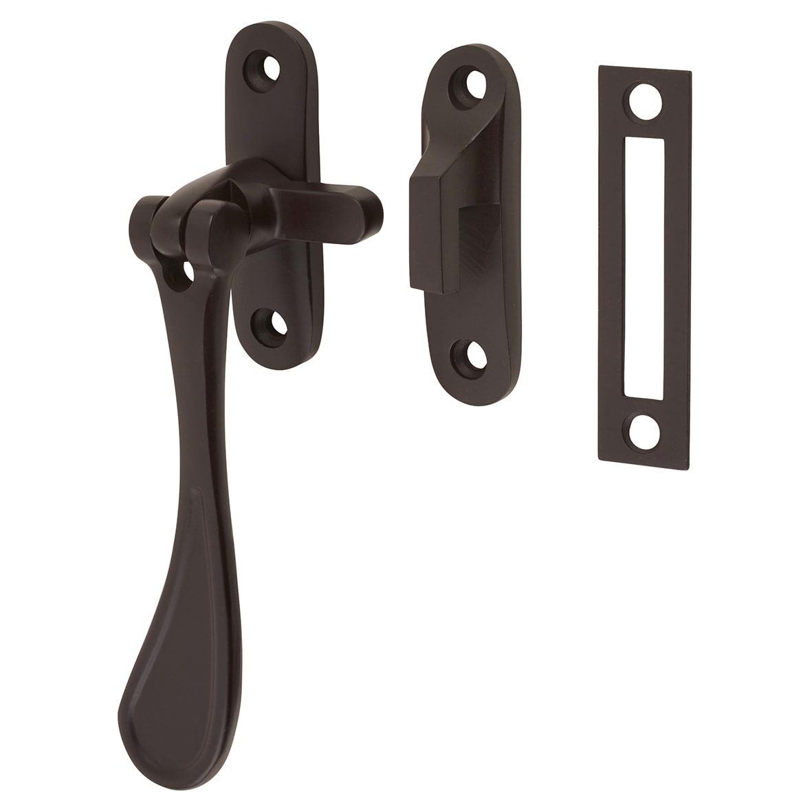 Victorian Mortice & Hook Plate Casement Window Fastener - Reversible - Matt Bronze