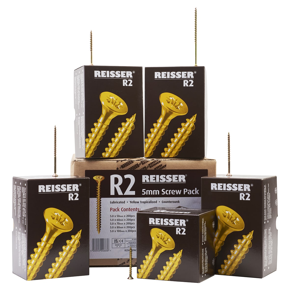 R2 Pozi Countersunk Wood Screws Trade Pack - Yellow Zinc - Pack of 1000