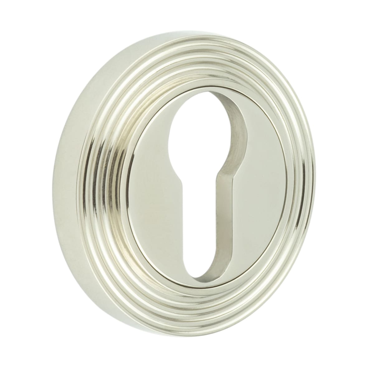 Escutcheon on Reeded Rose - 53mm Diameter - Euro - Polished Nickel