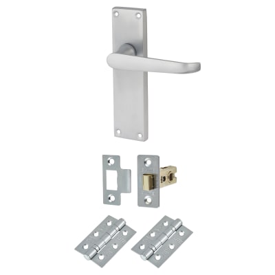 Satin Chrome Victorian Straight Latch Door Handles Pack