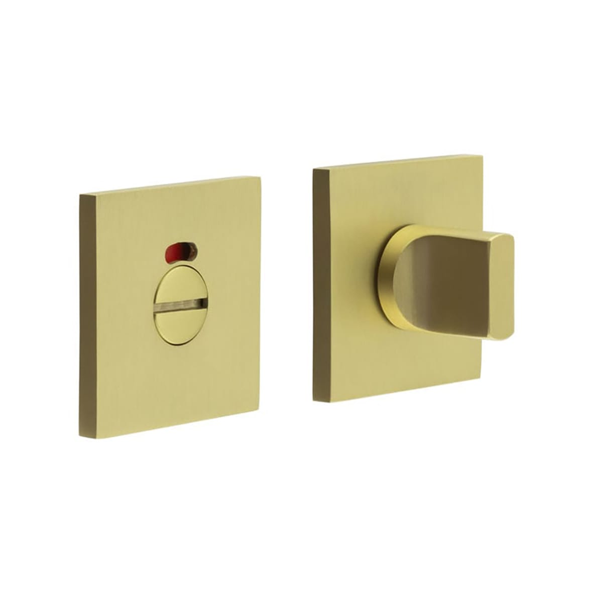 Square Bathroom Turn & Release with Indicator - 54 x 54mm - Satin Brass