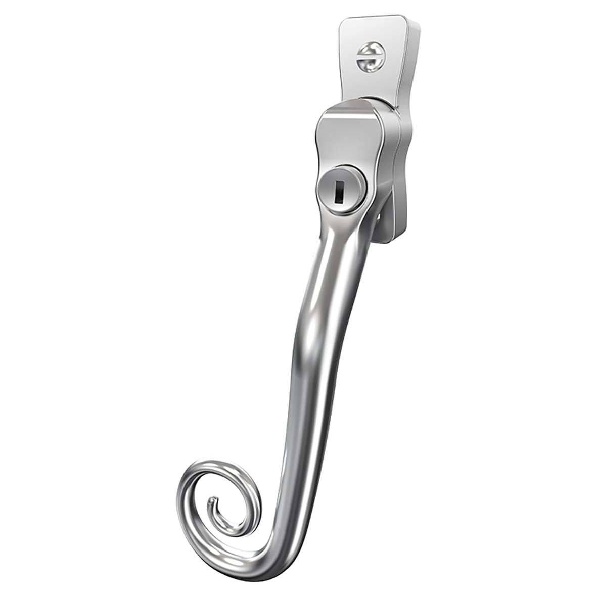 Heritage Monkey Tail Locking Espagnolette Casement Window Handle - Left Hand - Satin Chrome