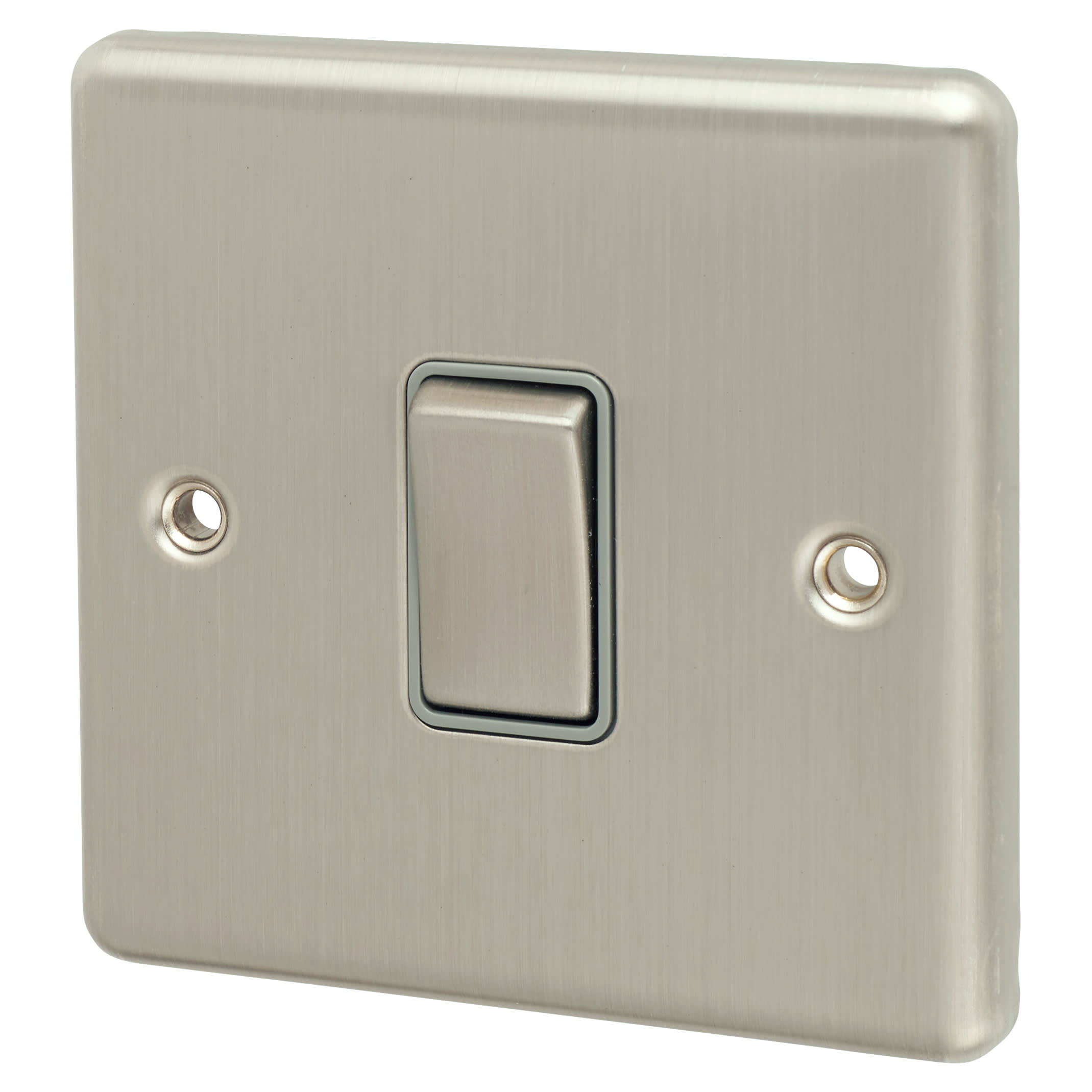 Enhance Decorative 10A 1 Gang 2 Way Light Switch - Satin Steel with Grey Inserts