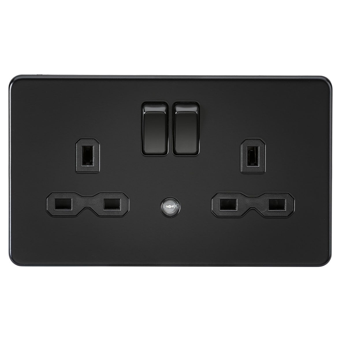 13A 2G DP Switched Socket with Photocell Nightlight Function - Matt Black/Black