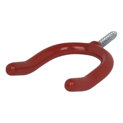 Tubular Garage and Shed Screw-In Double Storage Hook - 80mm Depth - Red - Pack of 2