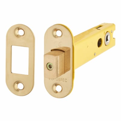 5mm Bolt Through Tubular Bathroom Deadbolt - 103mm Case - 82mm Backset - Radius - PVD Brass