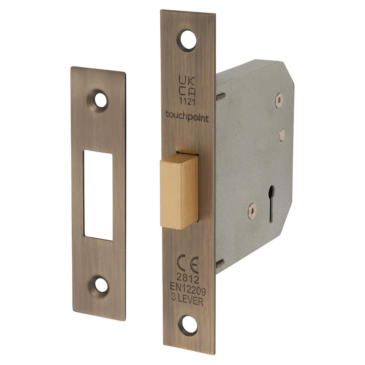 Contract 3 Lever Deadlock - 76mm Case - 57mm Backset - Antique Brass