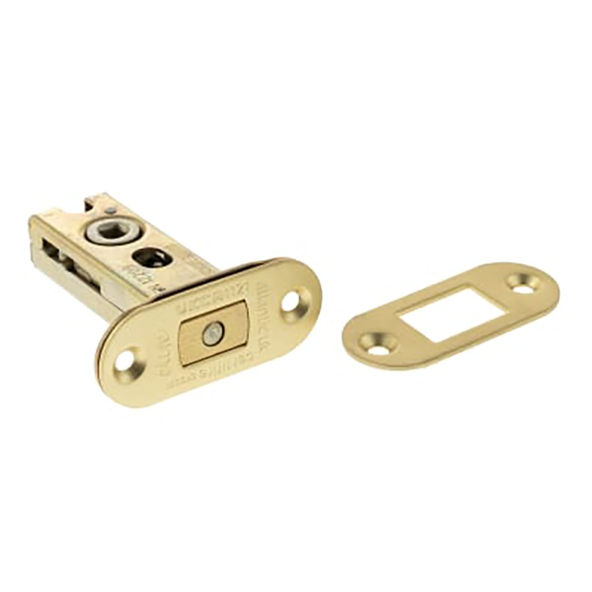 Fire-Rated Bolt Through Tubular Bathroom Deadbolt - 65mm Case - 45mm Backset - Radius - Sat Brass