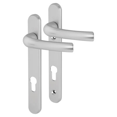 Tokyo 1710RH/3370N uPVC Multipoint Door Handle - Short Plate - 92mm c/c - Silver