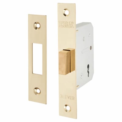 3 Lever Deadlock - 64mm Case - 44mm Backset - Polished Brass
