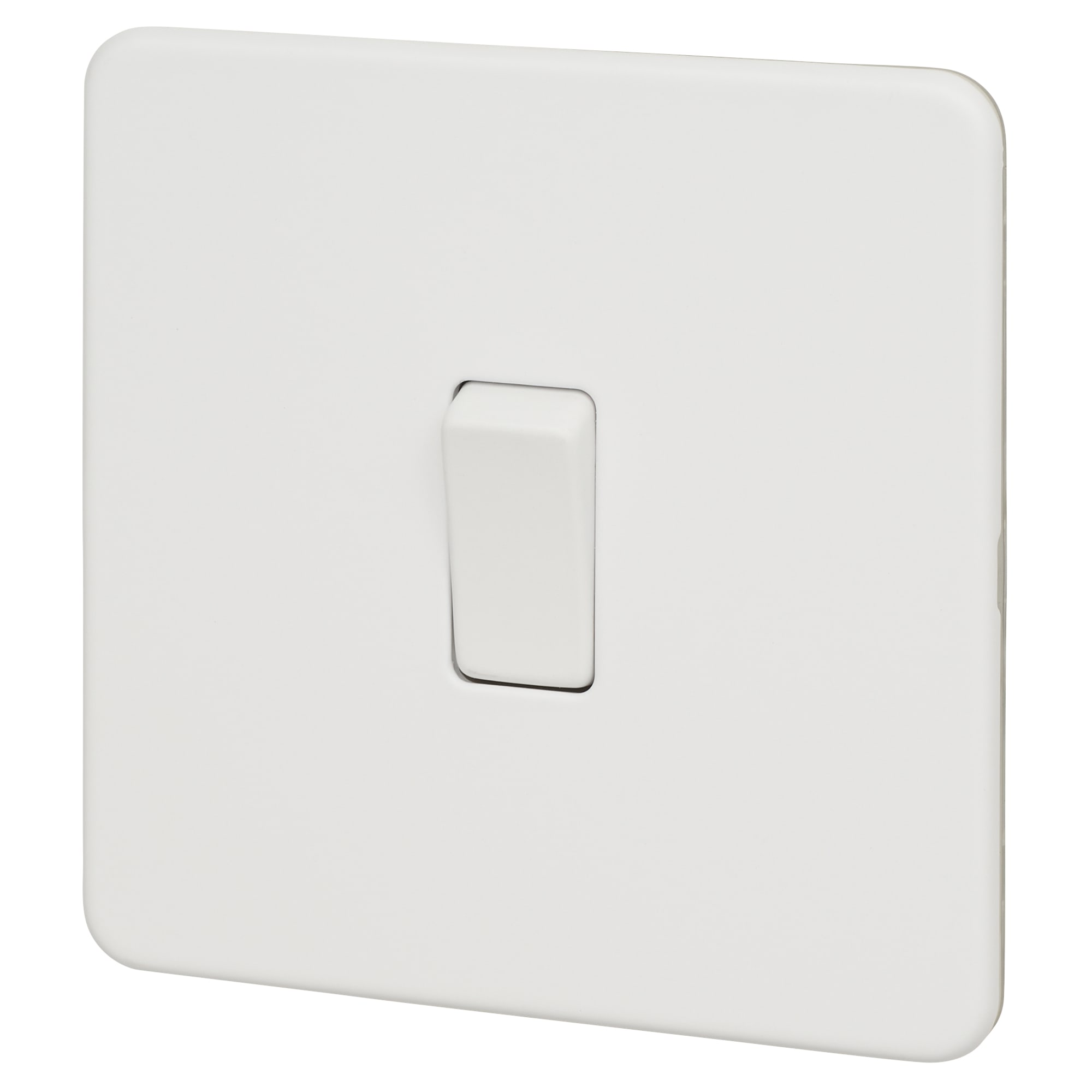 20A 1 Gang Screwless Flat Plate Double Pole Switch - Matt White