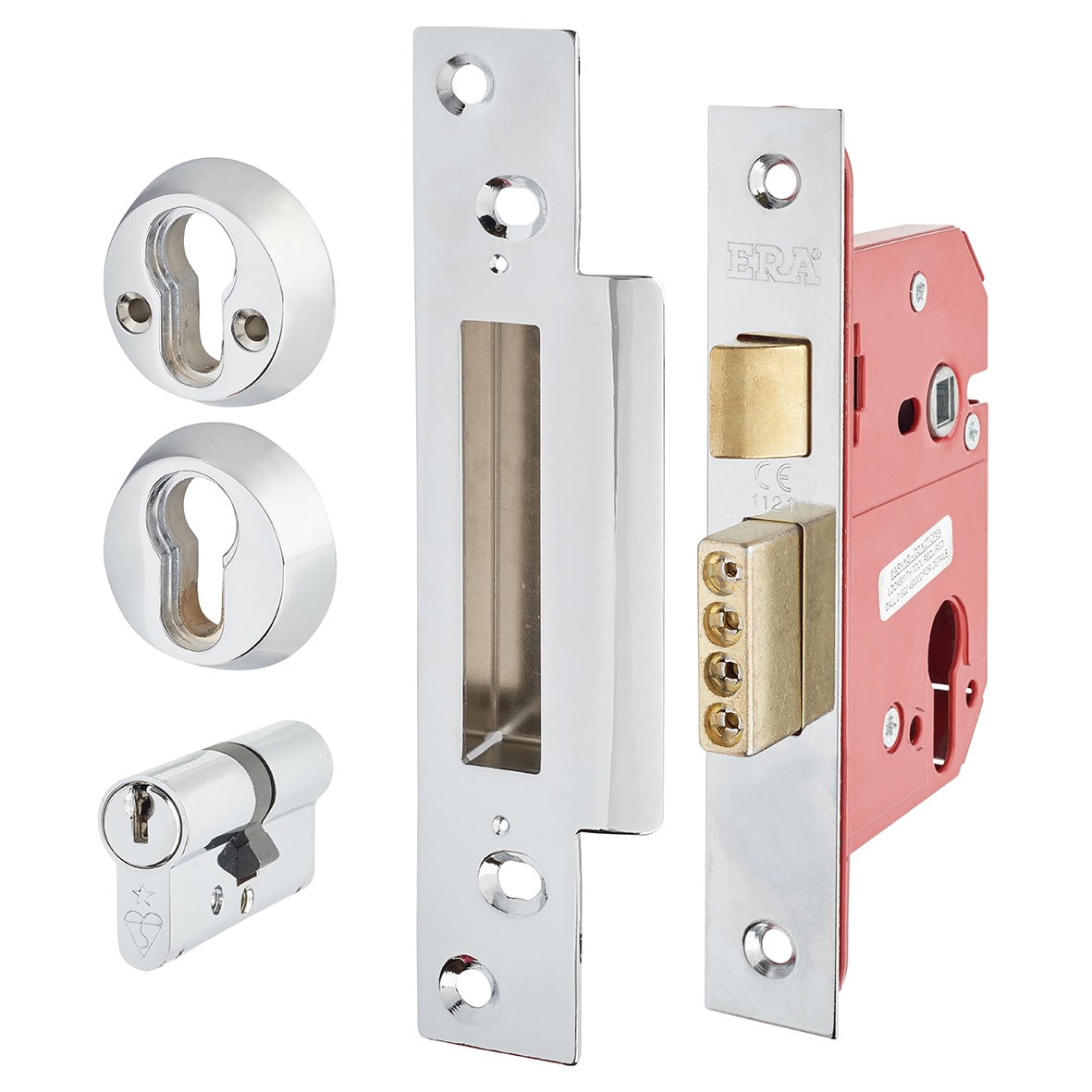 Fortress:2007 Bolt Through Euro Profile Sashlock - 76mm Case - 56mm Backset - Polished Chrome