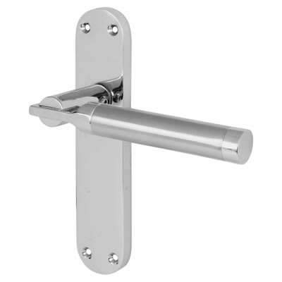 Polished/Satin Chrome Latch Door Handles - Parma Range - 182 x 39mm