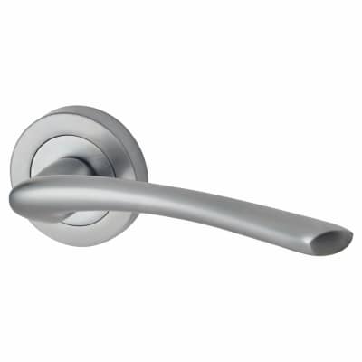 Satin Chrome Door Handles on Round Rose - Rimini Range