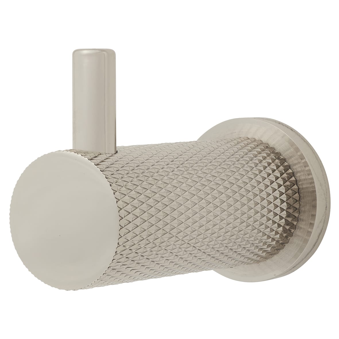 Brunel Diamond Knurled Single Coat Hook - 48 x 25mm - PVD Polished Nickel