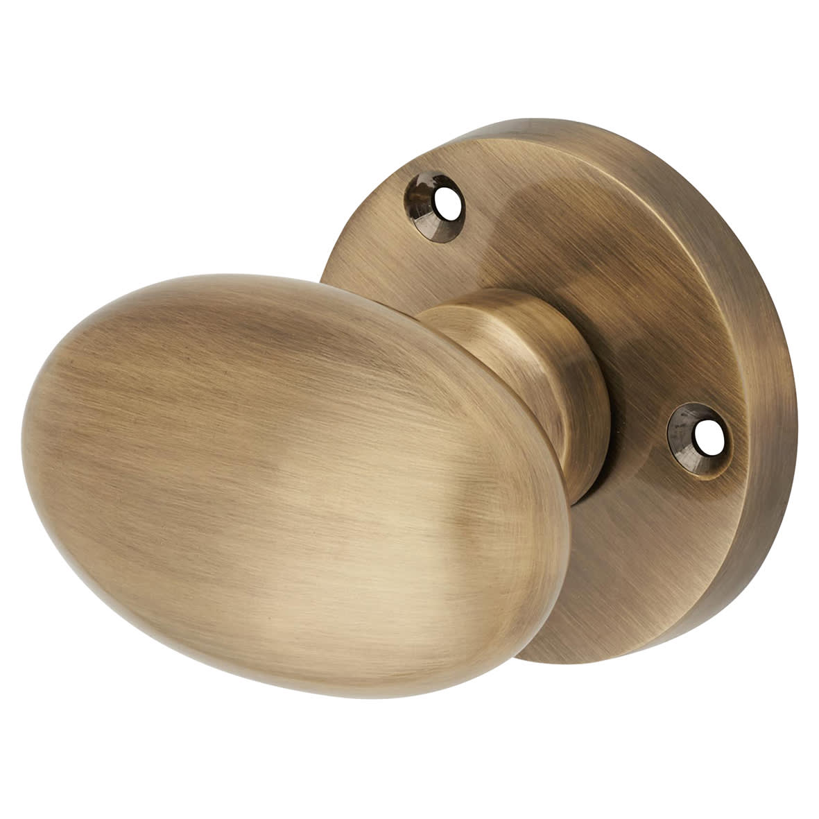 Antique Brass Victorian Oval Mortice Door Knob - 61mm Rose Diameter