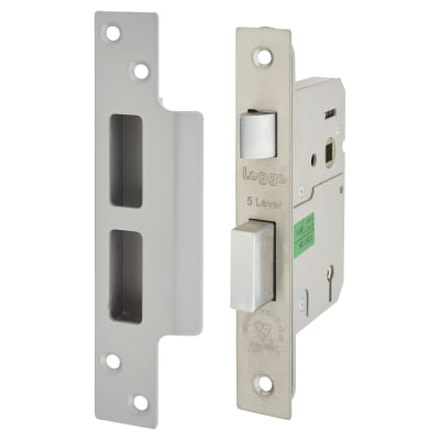 Heavy Duty:2007 Bolt Through 5 Lever Sashlock - 76mm Case - 57mm Backset - Polished Stainless