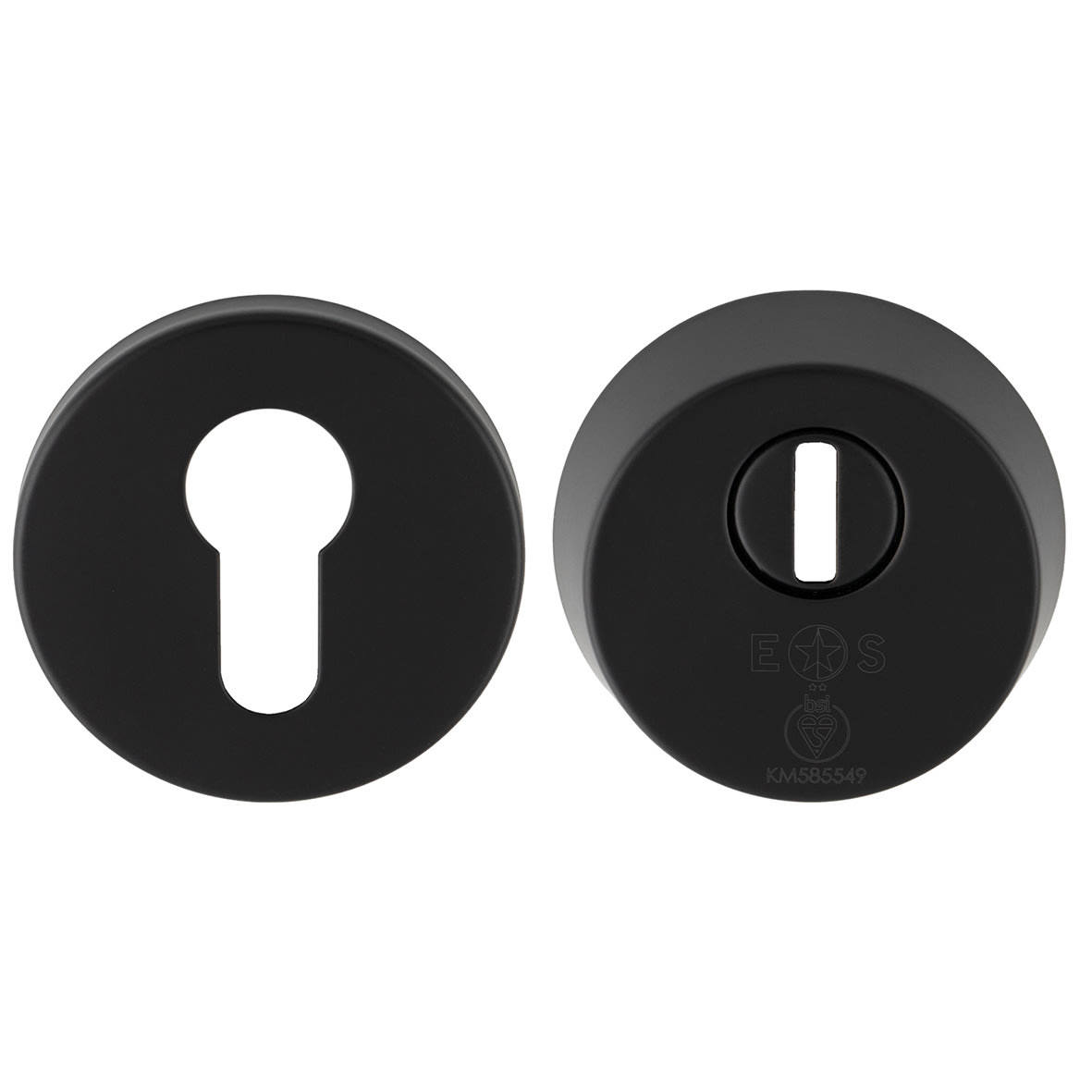 2 Star Security Escutcheon - 54mm Diameter - Euro - Matt Black