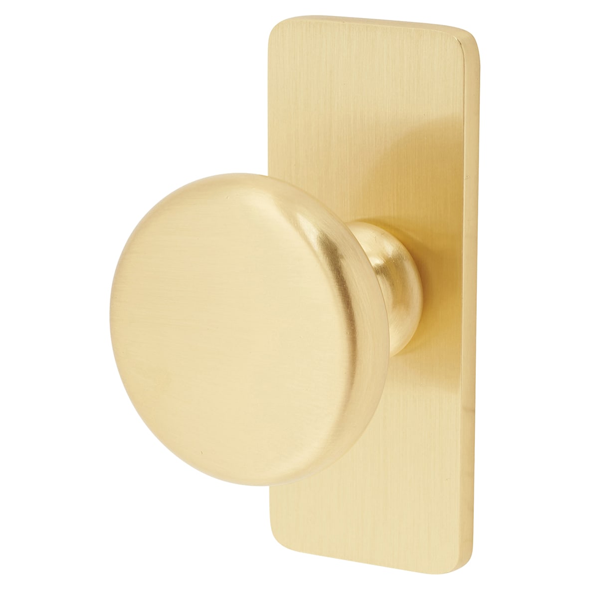 Crofts & Assinder Banbury Round Cabinet Knob on Rectangle Backplate - 32mm Diameter - Brushed Satin Brass