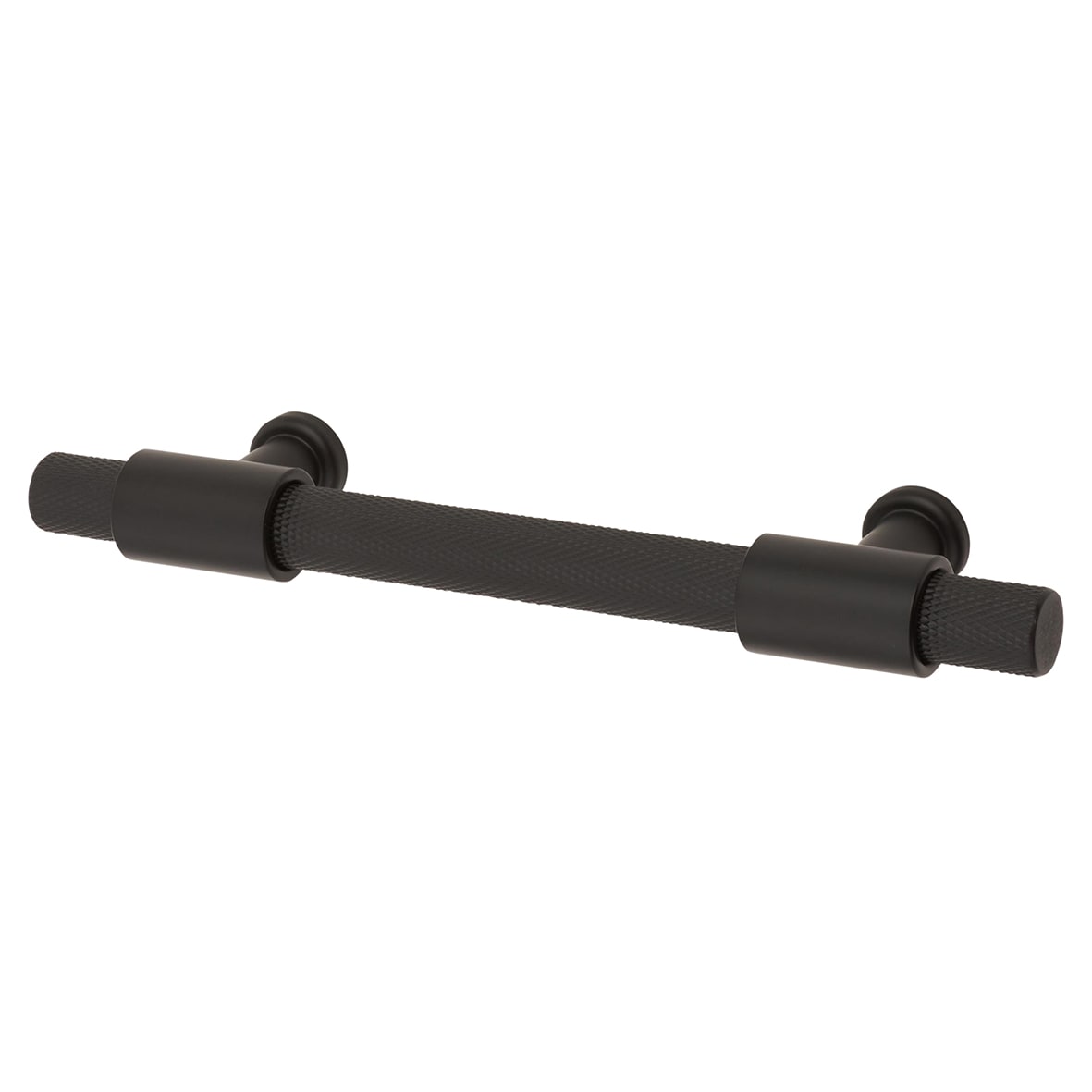 Falmouth 12mm Knurled T-Bar Cabinet Pull Handle - 96mm Centres - Matt Black