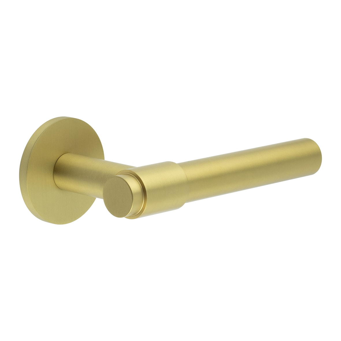 Satin Brass Sprung Fire Rated Door Handles on Round Rose - CR-103 Range
