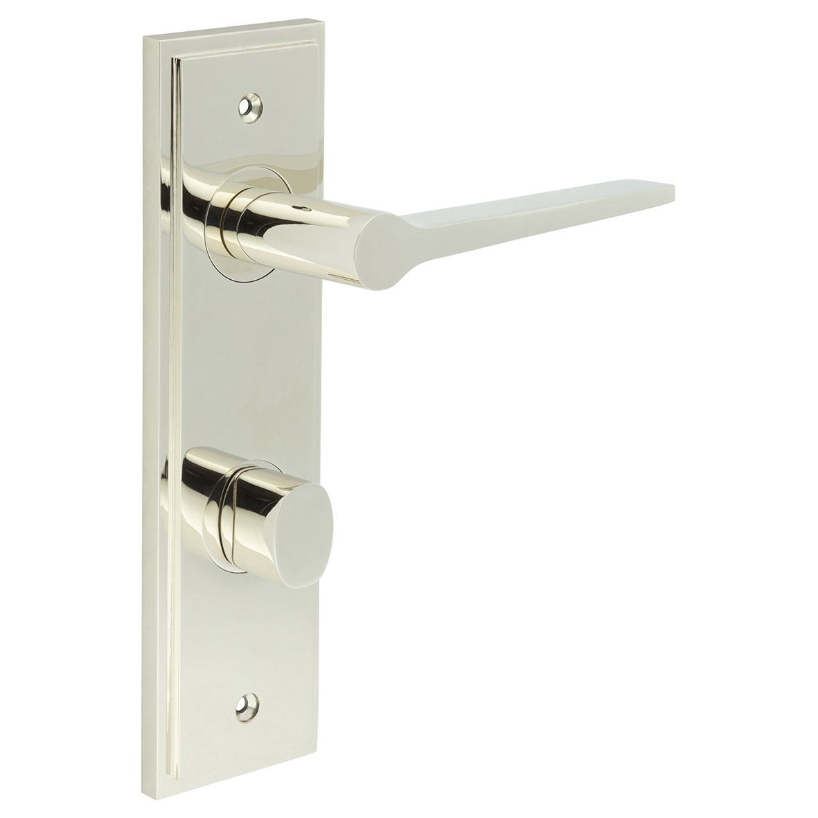 Polished Nickel Fire Rated DIN Bathroom Door Handles - Knightsbridge - Inner 2 - 200 x 55mm