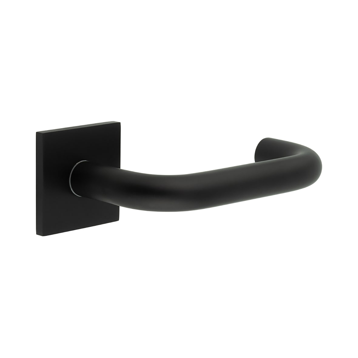 Black Unsprung 19mm Fire Rated Return to Door Handles on Square Rose - CR-106 Range
