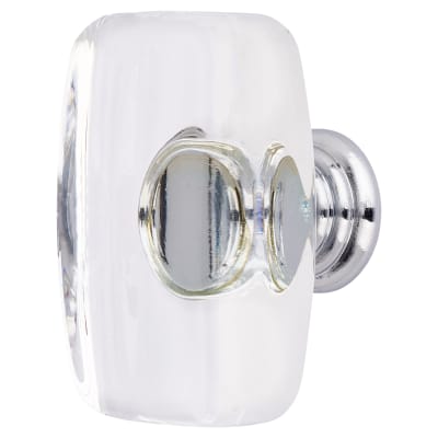 Rectangle Glass Cabinet Knob - 42mm Diameter - Polished Chrome