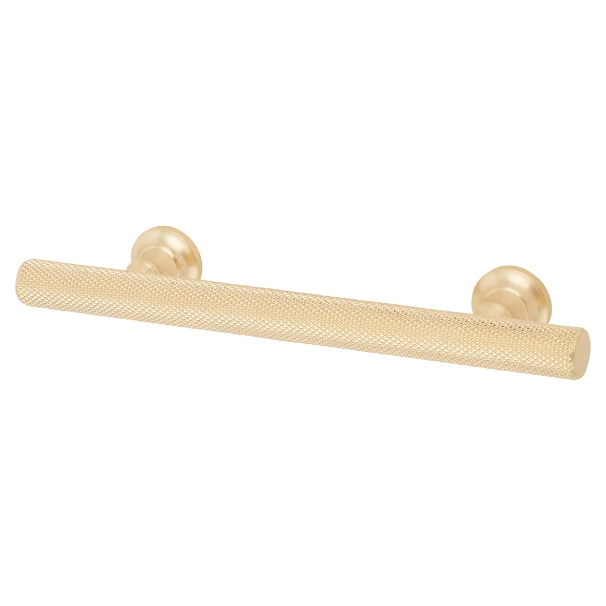 York 12mm Knurled T-Bar Cabinet Pull Handle - 96mm Centres - Satin Brass