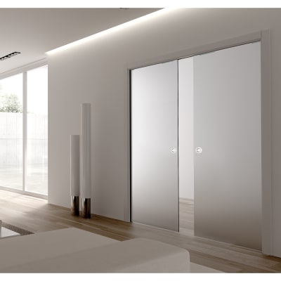 8mm Glass Double Pocket Door Kit - 125mm Finished Wall Thickness - 762 x 1981mm Door Size