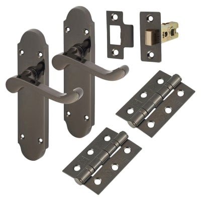 Black Nickel Victorian Summer Scroll Latch Door Handles Pack