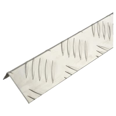 2500mm Aluminium Angle - Unequal Sided - 53.6 x 29.5 x 1.5mm - Checker Plate 5 Bar Tread