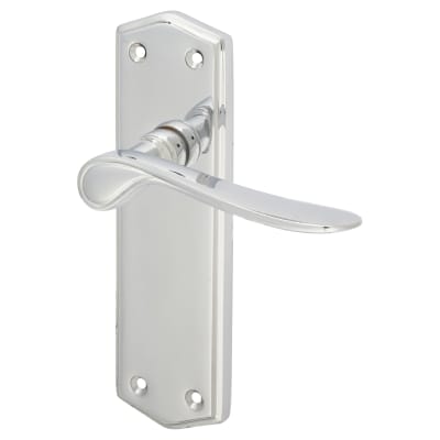 Polished Chrome Latch Door Handles - Rome Range - 170 x 50mm