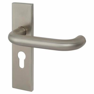 Satin Stainless Steel 19mm Return to Door Euro Lock Door Handles - Square - 47.5mm c/c