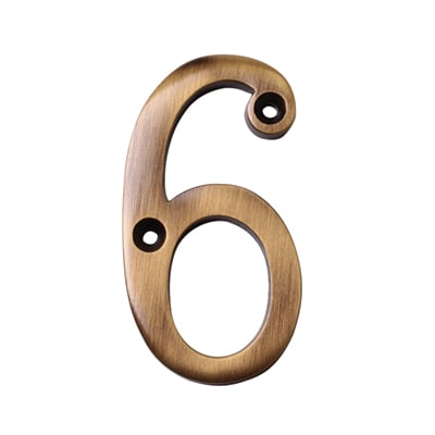 Marcus 76mm Screw Fix Door Numeral - 6 / 9 - Antique Brass