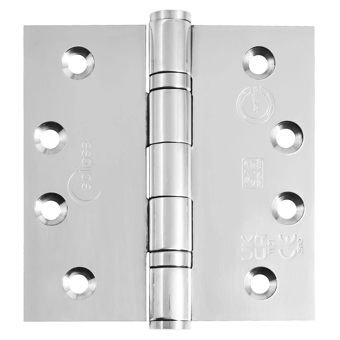 Ball Bearing Grade 13 Butt Fire Door Hinge - 102 x 102 x 3mm - Polished Stainless - Pair
