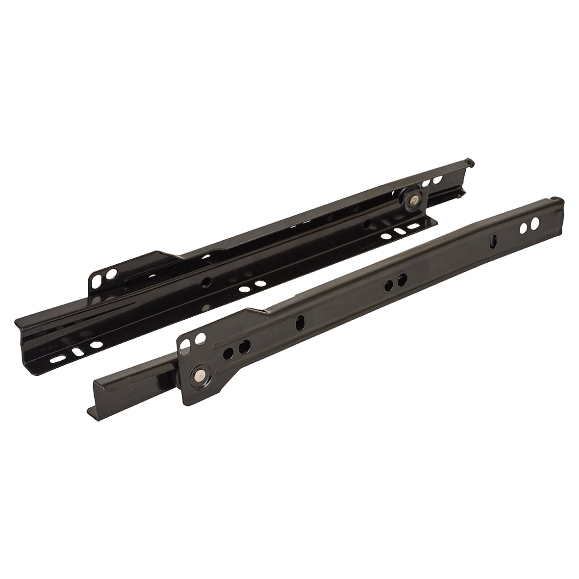 Base Mount Drawer Runner - Single Extension - 550mm Length - 30kg - Black