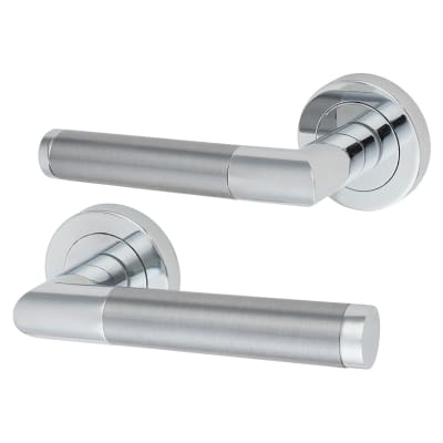 Polished/Satin Chrome Door Handles on Round Rose - Serena Range