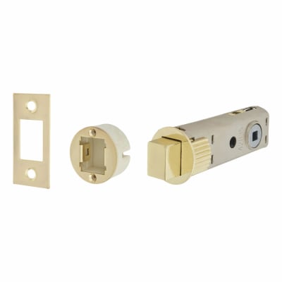 FastLatch Tubular Push-Fit Bathroom Deadbolt - 73mm Case - 57mm Backset - Polished Brass