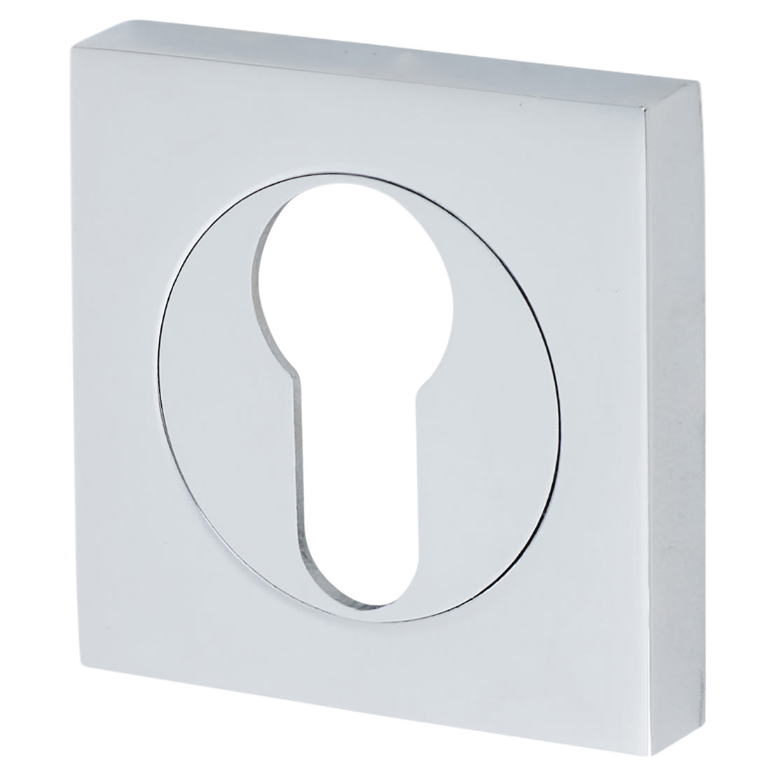 Brass Square Escutcheon - 50 x 50mm - Euro - Polished Chrome