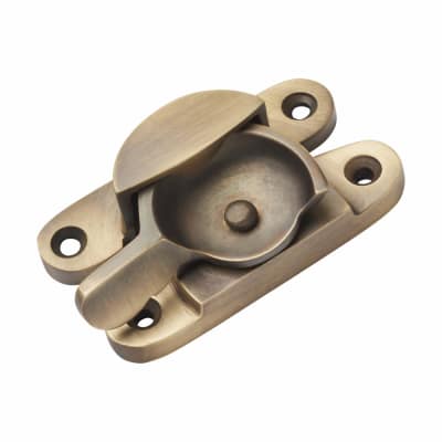 14mm Narrow Keep Fitch Sash Window Fastener - 65 x 14mm - Antique Brass