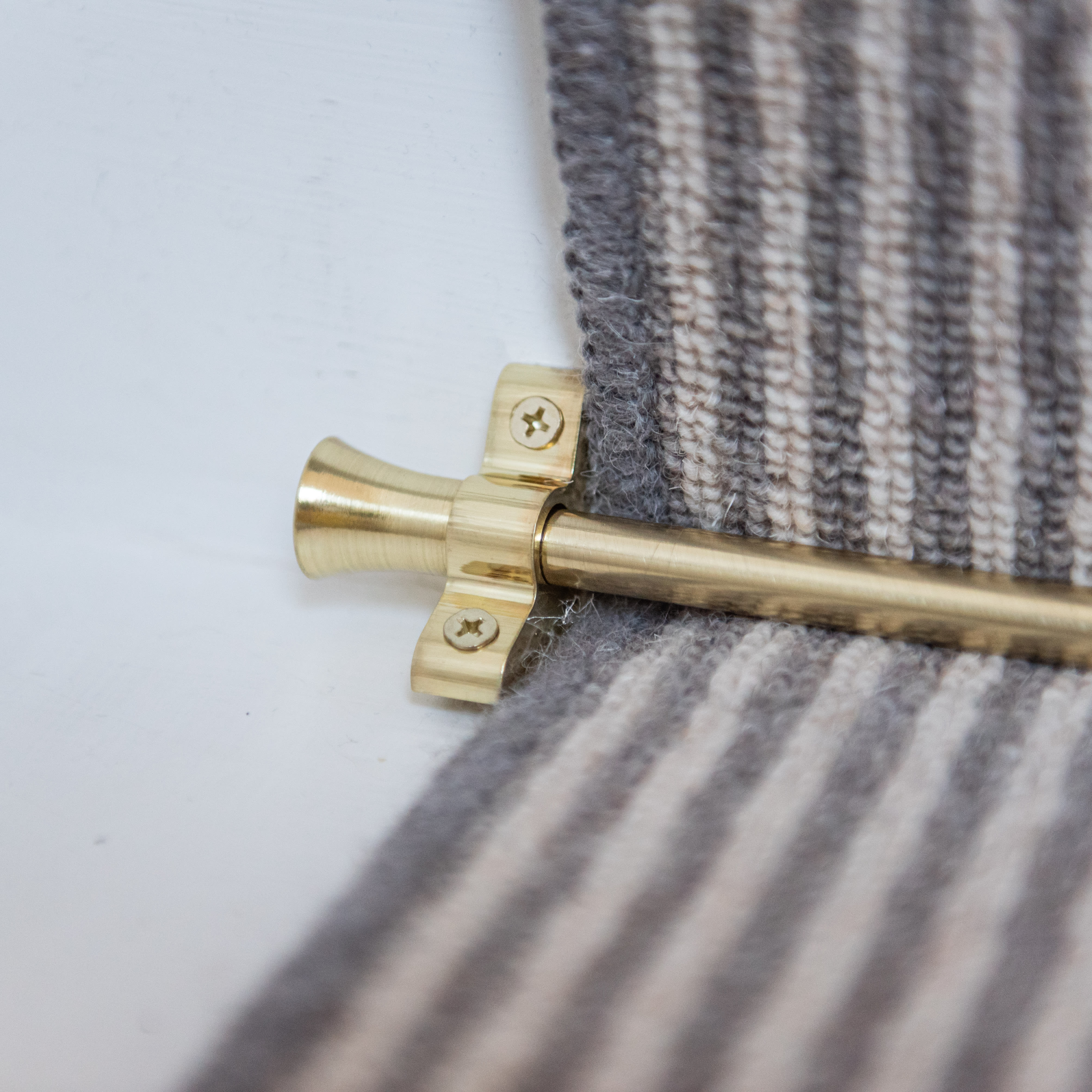 Stair Rod with Fluted Finials - 900mm Length - Satin Brass