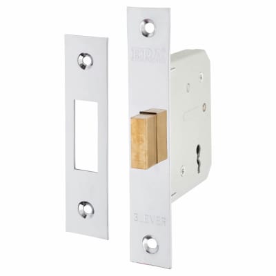 3 Lever Deadlock - 76mm Case - 56mm Backset - Polished Chrome