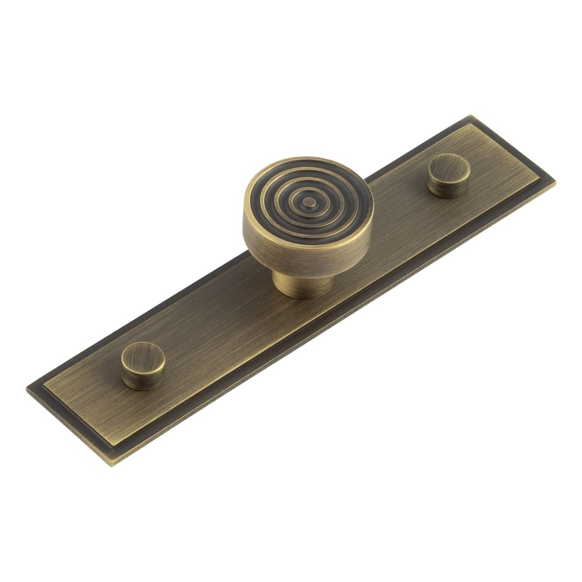Murray Round Cabinet Knob on Stepped Backplate - 30mm Diameter - Antique Brass