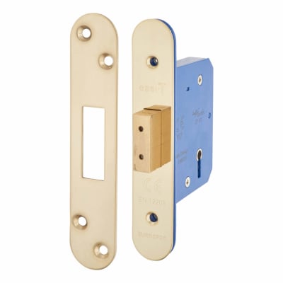 Architectural 5 Lever Deadlock - 65mm Case - 44mm Backset - Radius - PVD Brass