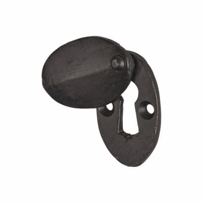Covered Escutcheon - 50 x 32mm - Keyhole - Antique Black Iron