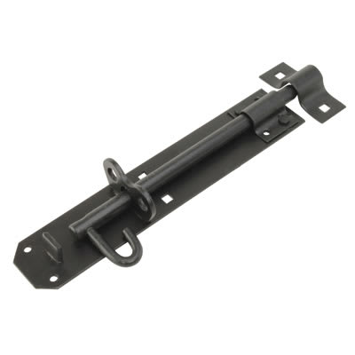 Heavy Duty Brenton Gate Padlock Bolt - 180mm Length - Black Galvanised